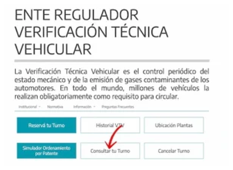 Paso 1 para consultar o cambiar el turno de la VTV en Lincoln